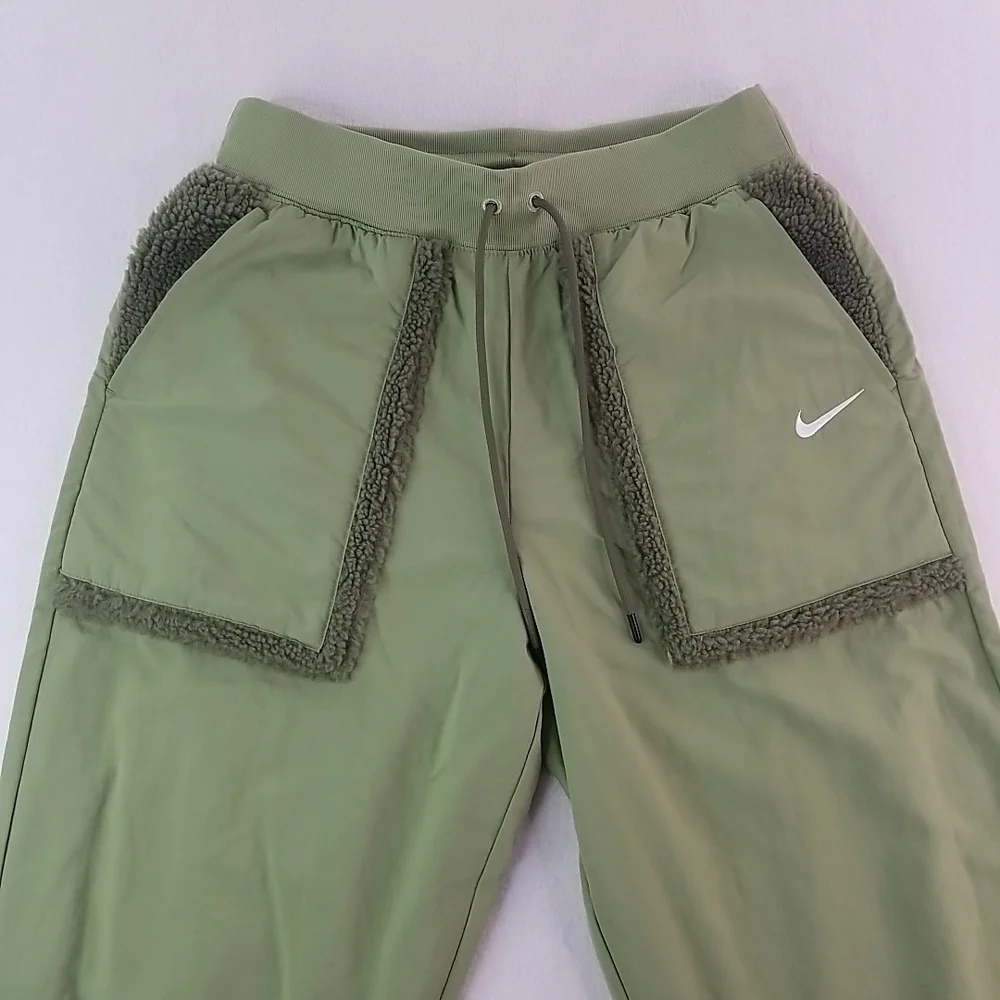 Nike Women High Waisted Joggers Olive Green Pocket Sweatpants Athletic M